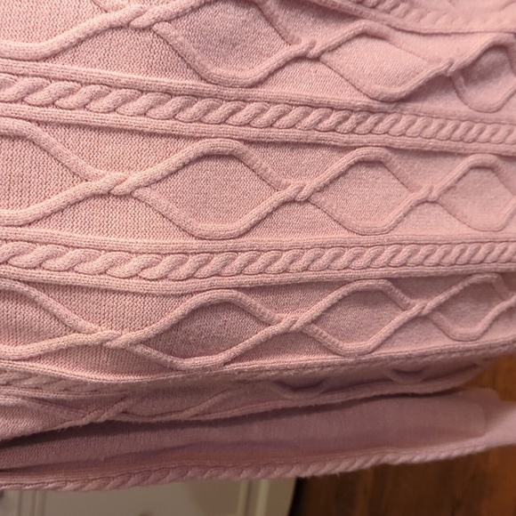 Do +Be blush Pink sweater cold shoulder mock turtleneck cable stitch. Sz L - Picture 2 of 10